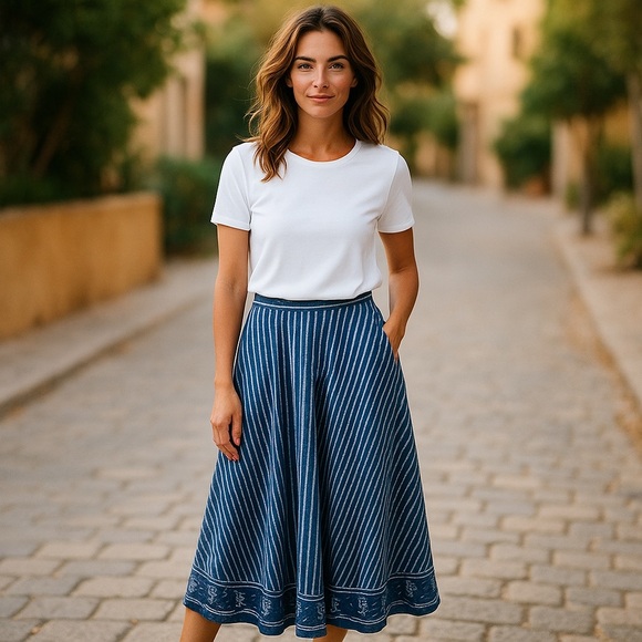 Fashion Hut Y2K Blue Striped Women's Skirt - Picture 1 of 11